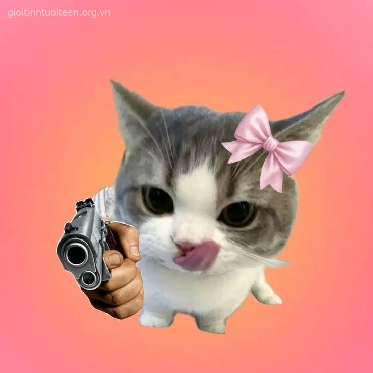 Meme mèo cầm súng
